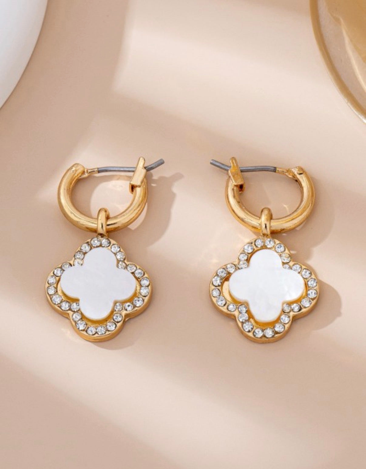 Rhinestone Clover Hoops