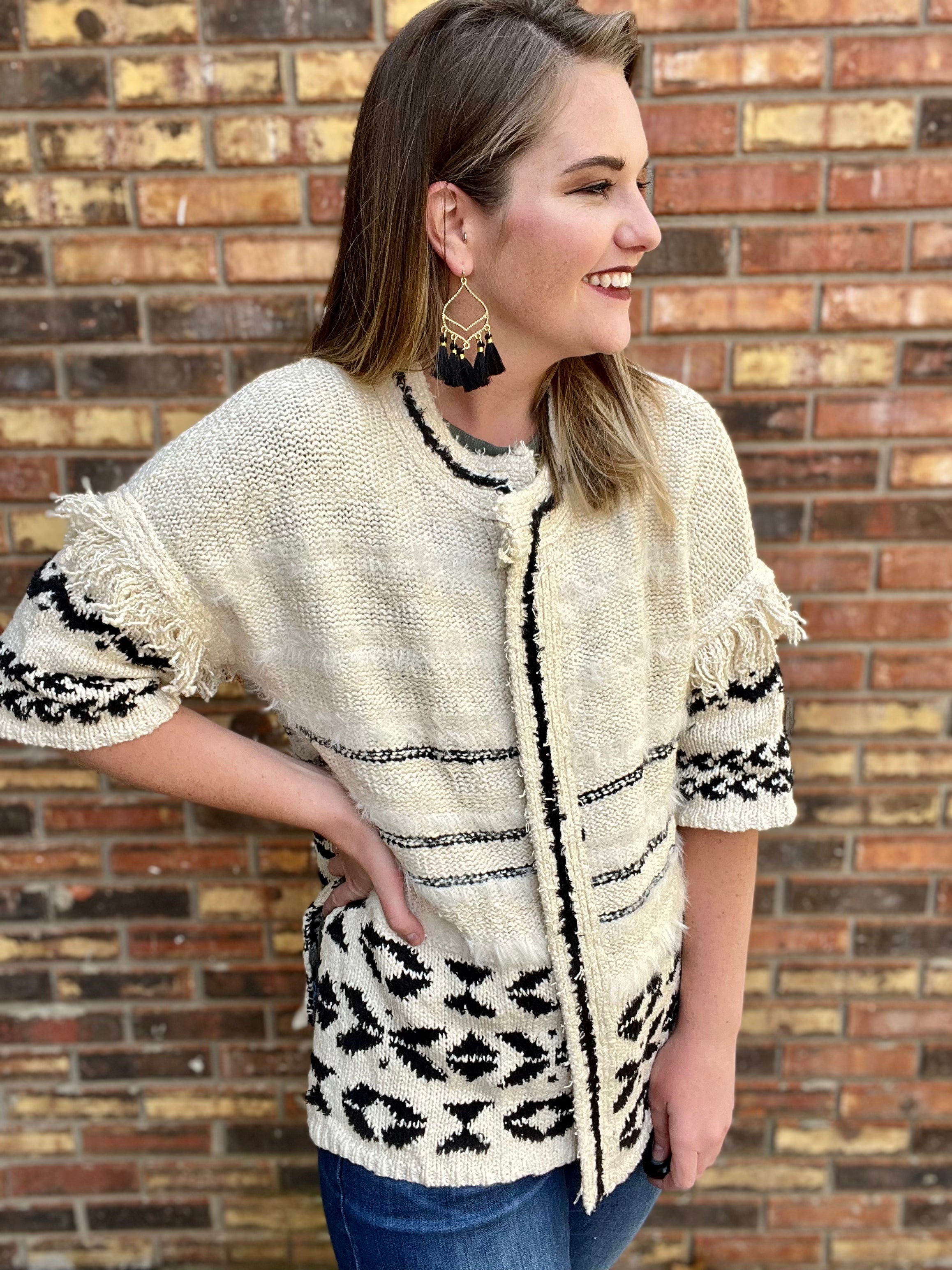 Fringe Geo Cardigan