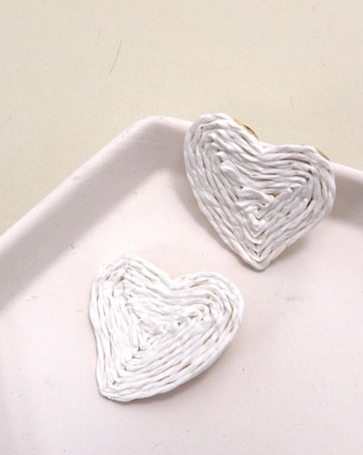 Raffia Heart Studs