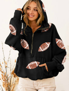 Sequin Football Hoodie