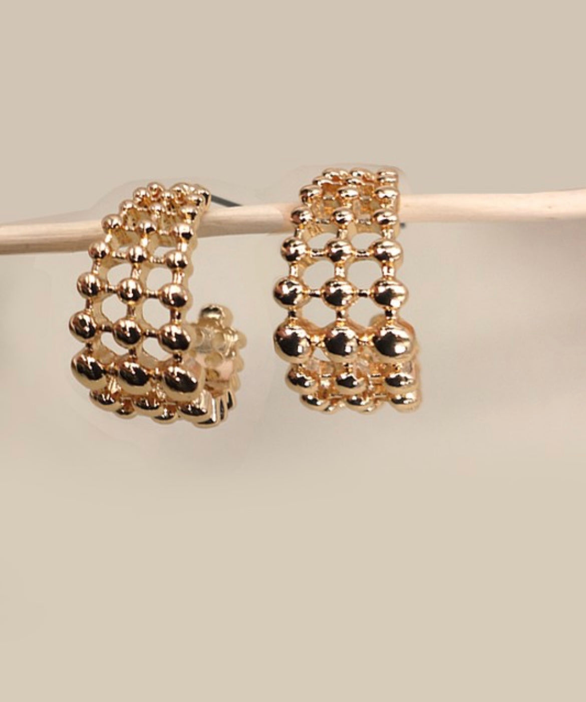 Golden Beaded Hoops