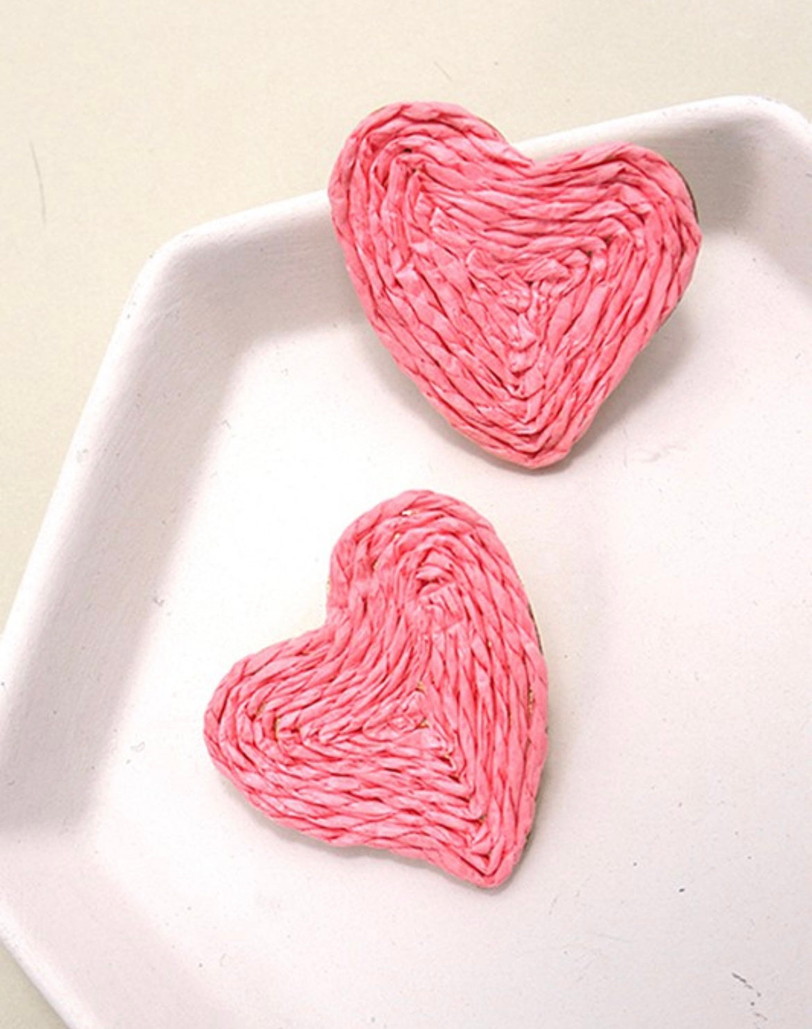 Raffia Heart Studs