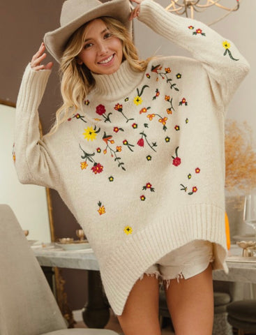 Floral Embroidery Sweater