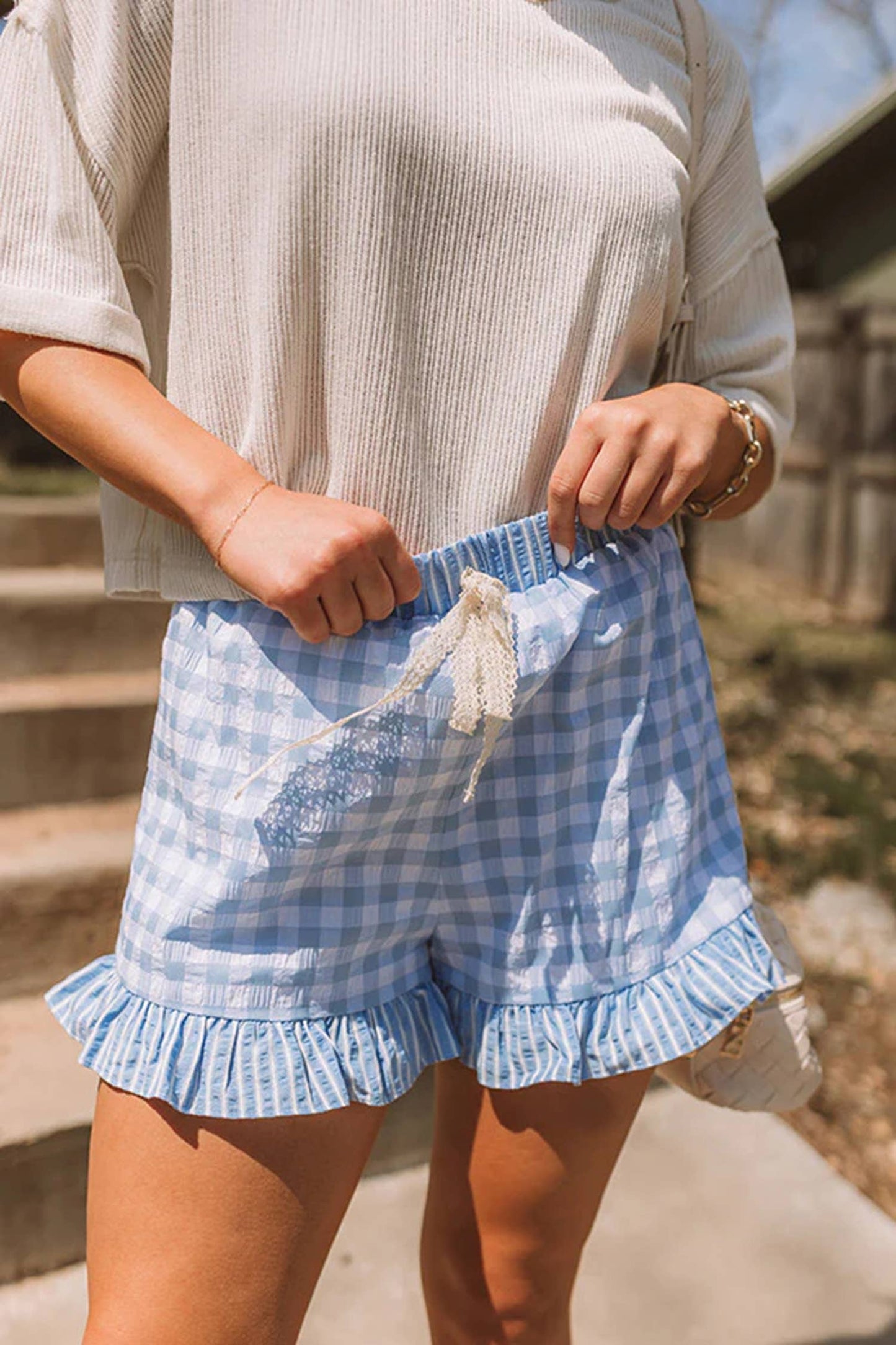 Gingham Ruffled Shorts