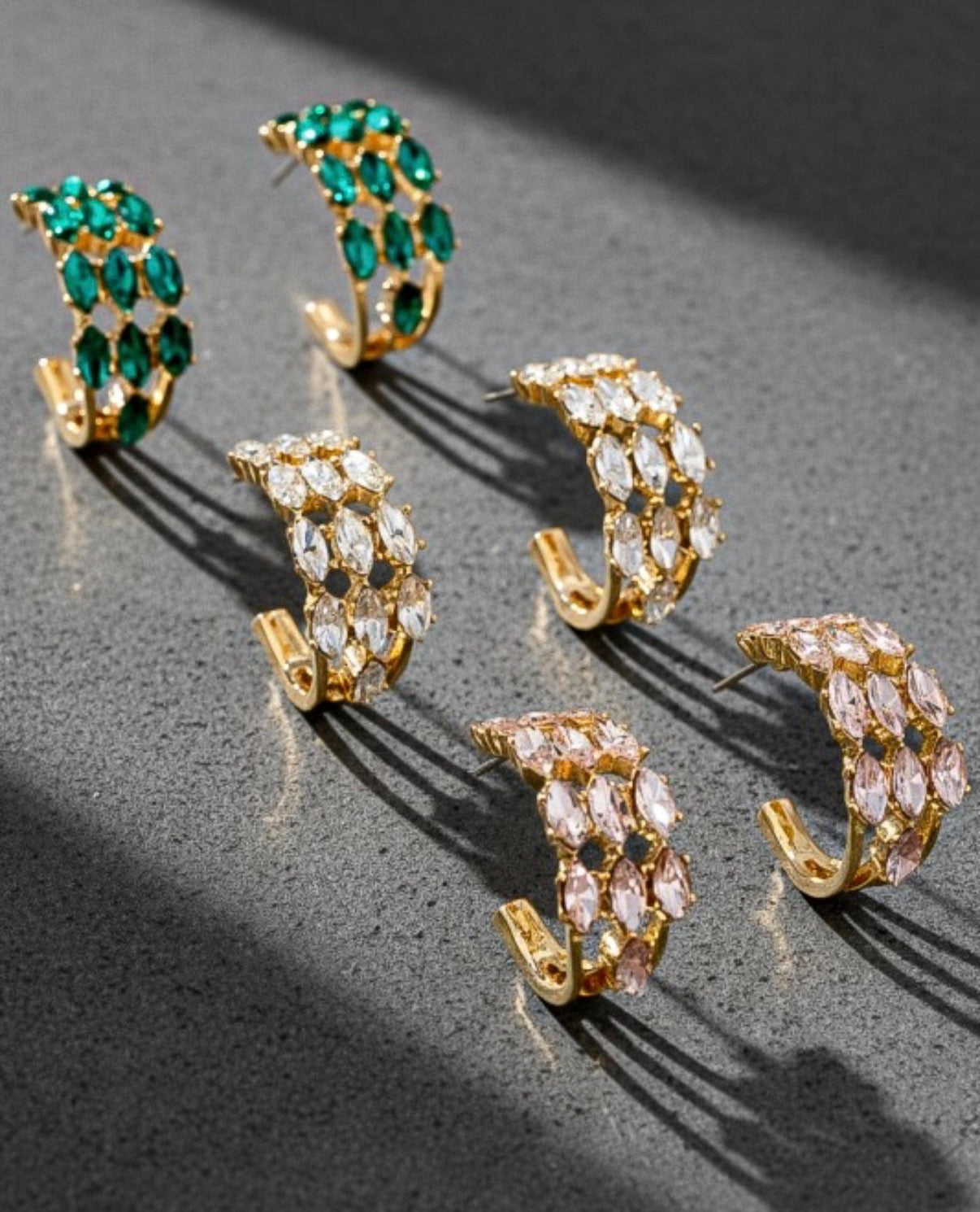 Triple Radiance Marquise Hoops