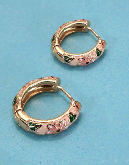Enamel Floral Hoops