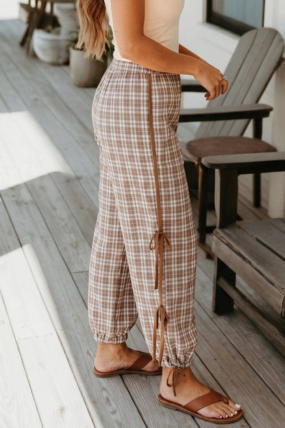 Pretty In Plaid Bow Tie Jogger Pants (S-XL)