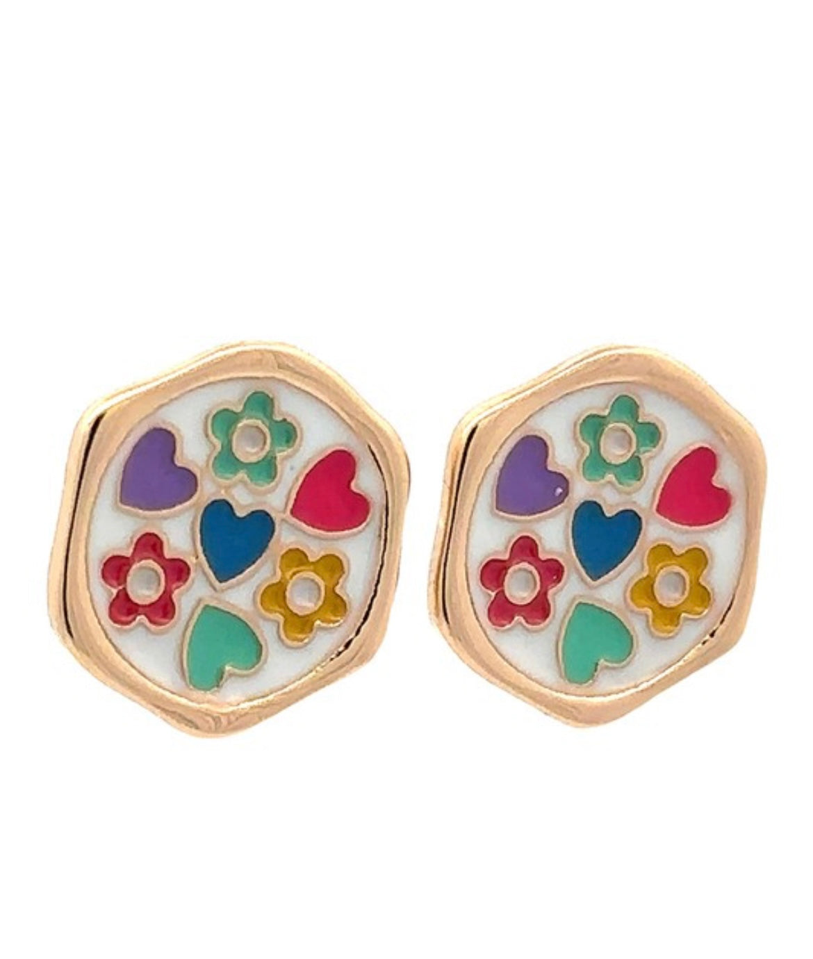 Floral Hearted Studs