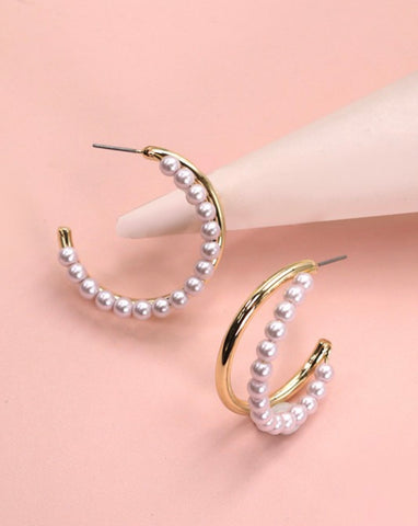 Pearl Double Hoop