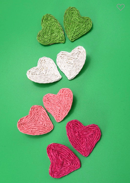 Raffia Heart Studs