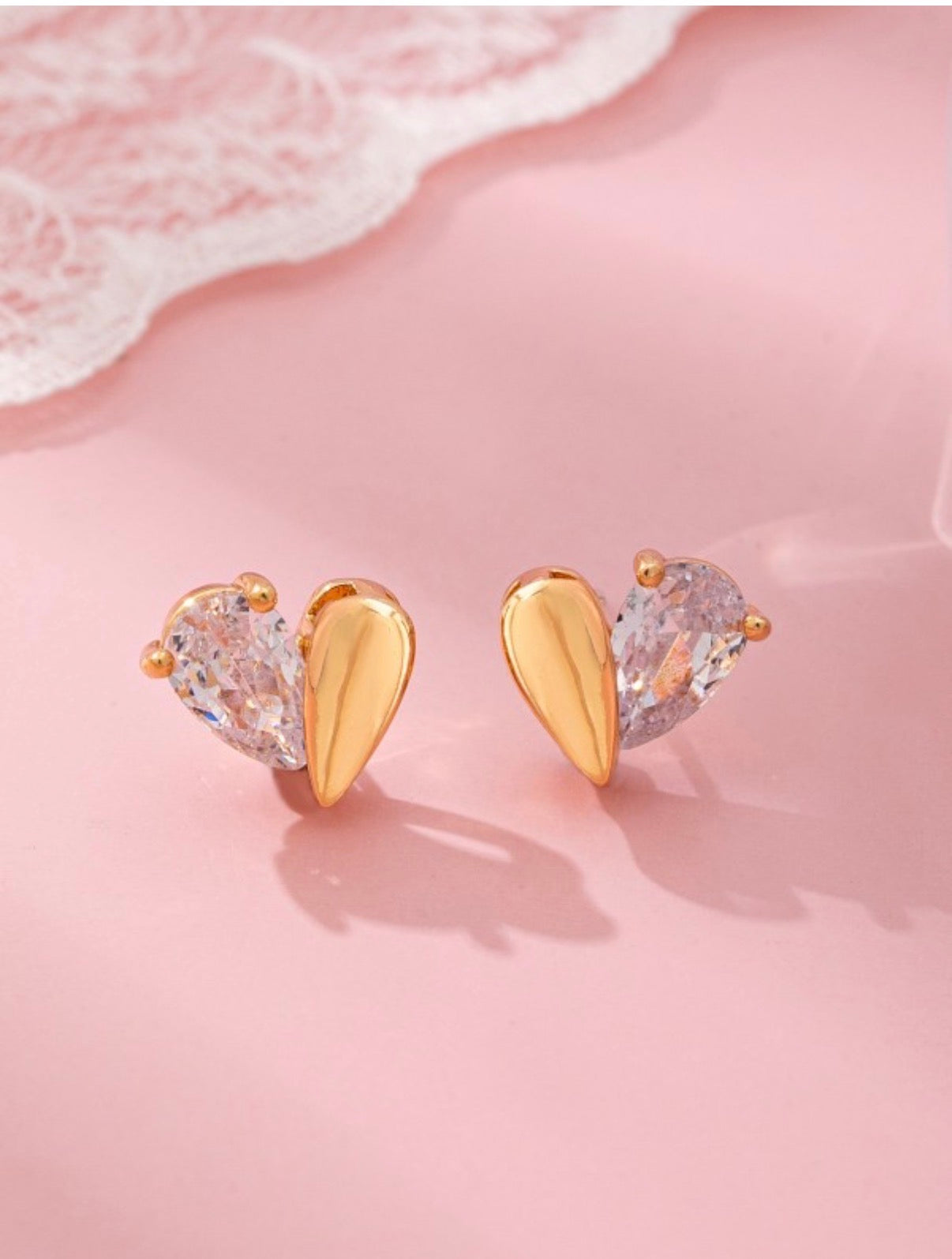 Heart Shaped Crystal Studs
