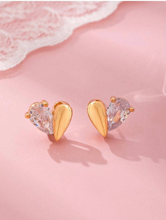 Heart Shaped Crystal Studs