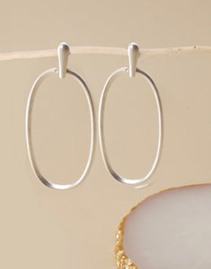 Silver Matte Oval Earrings