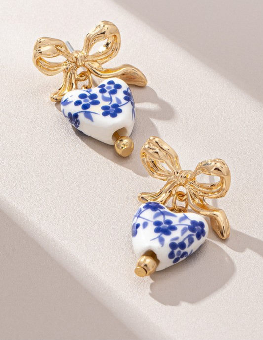Porcelain Bow Hearts