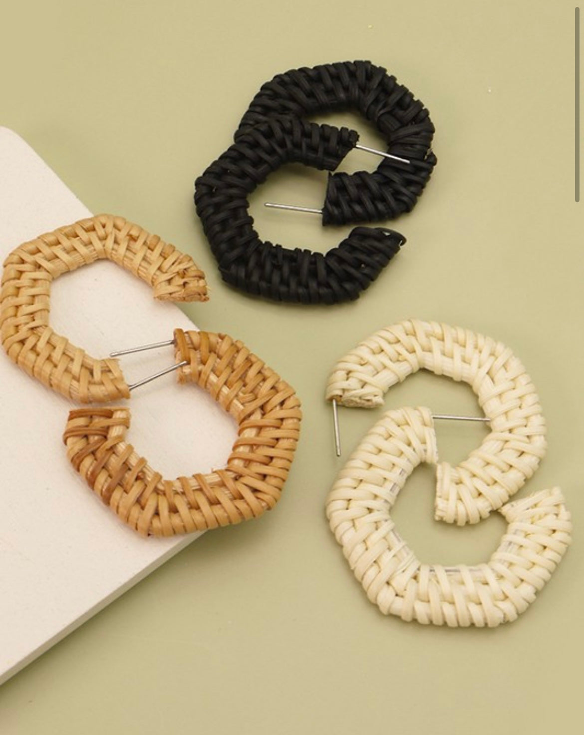 Raffia Geo Hoops