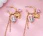 Vintage Valentine Charm Hoops