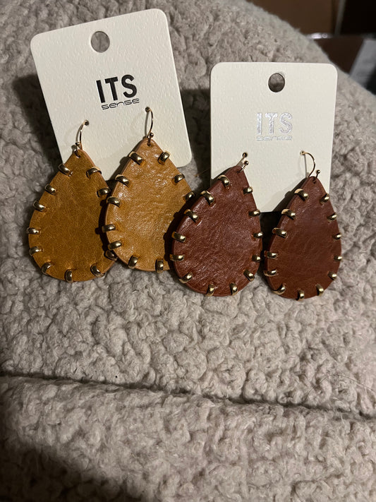 Leather Teardrop Earrings