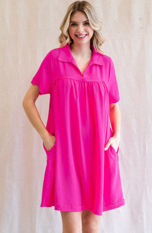 Hot Pink Pocket Power Dress