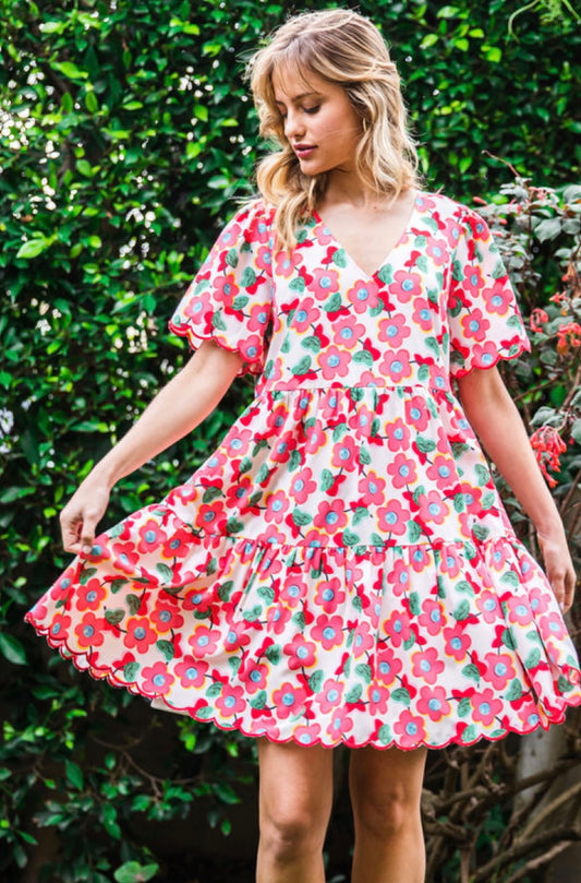 Scallop Floral Dress